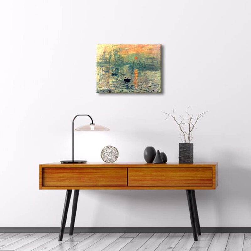 Impression, Sunrise Modern Framed  Canvas Prints of Claude Monet Famous Oil Paintings Reproduction Seascape Artwork Sea Pictures on Canvas Wall Art Ready to Hang for Home Decorations - Image 2