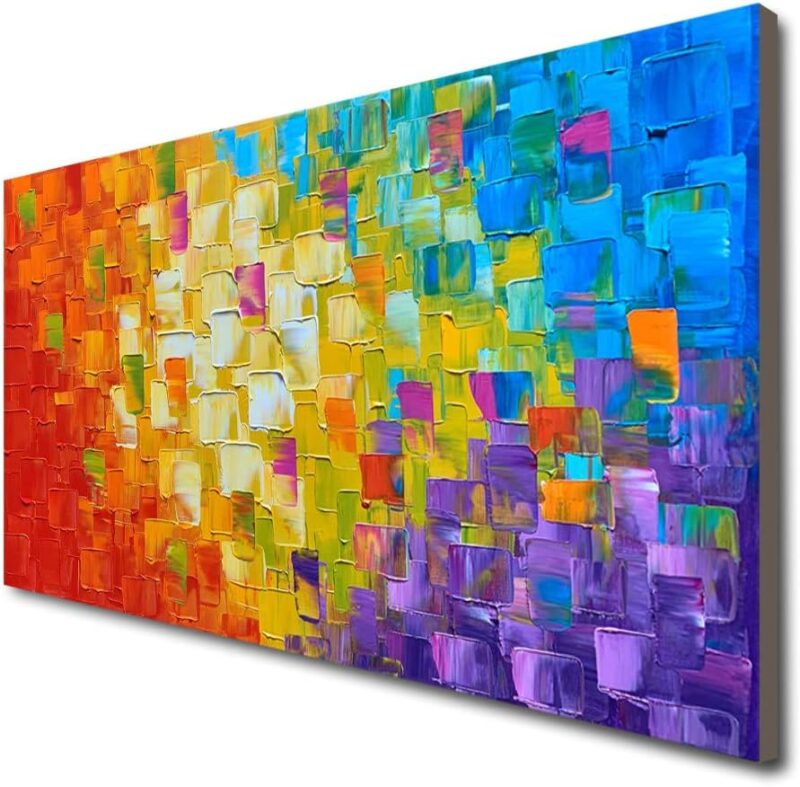 Hand Painted Texture Oil Painting on Canvas Abstract Wall Art Deco Contemporary Artwork Framed Ready to Hang 40x20 inch - Image 2