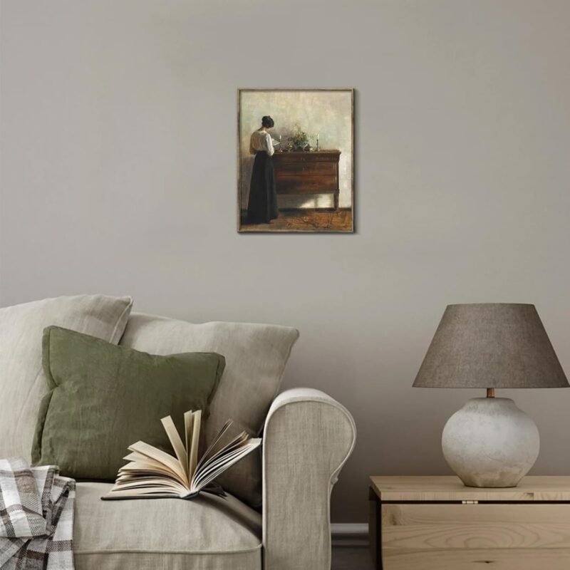 Vintage Danish Canvas Wall Art - Woman Reading Portrait Oil Painting - Dark Academia Aesthetic Print - 19th Century Antique Poster - Retro Gallery Bedroom Decor 8x10in (Unframed) - Image 2
