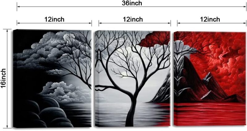 The Cloud Tree 3 Panels Modern  Canvas Prints Artwork Abstract Seascape Paintings Reproduction Sea Beach Pictures Printed on Canvas Wall Art for Home Decorations Wall Decor - Image 2
