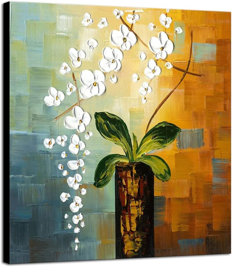 Beauty of Life 100% Hand-Painted Modern Flower Artwork Abstract Floral Oil Paintings on Canvas Wall Art for Home Decorations Wall Decor 24 by 24 inch