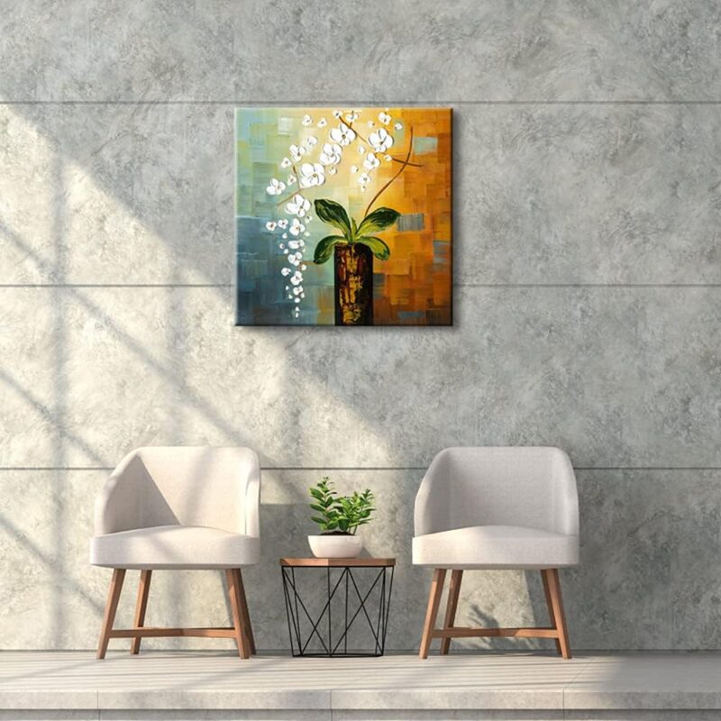 Beauty of Life 100% Hand-Painted Modern Flower Artwork Abstract Floral Oil Paintings on Canvas Wall Art for Home Decorations Wall Decor 24 by 24 inch - Image 2