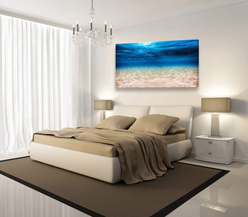 Print Artwork Blue Ocean Sea Wall Art Canvas Prints Picture Seaview Bottom View Beneath Surface Pictures Painting On Canvas Modern Seascape Home Office Decor XXLarge 30x60 inch - Image 2