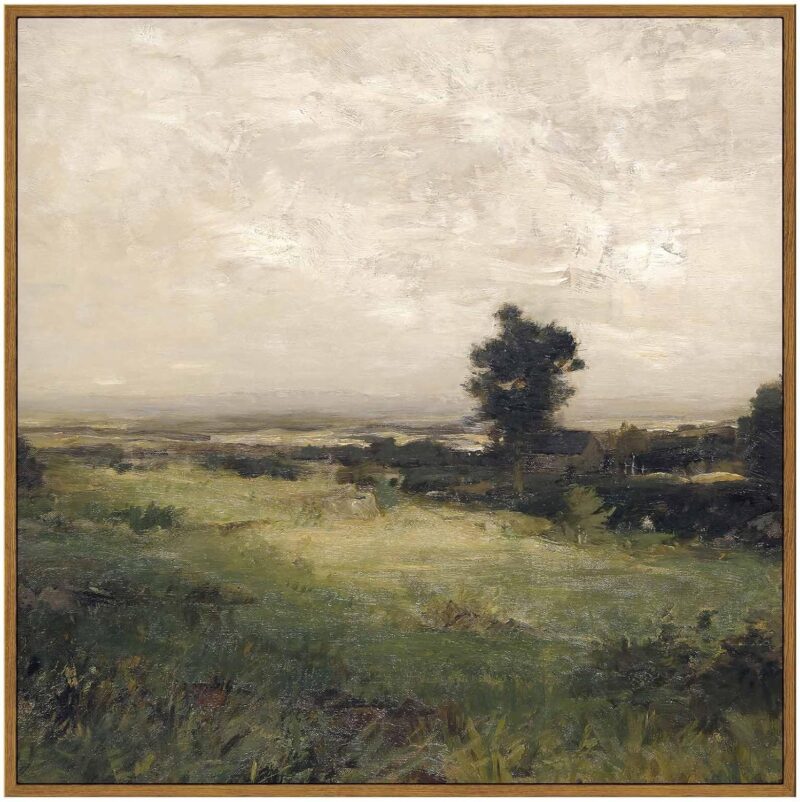 Square Framed Canvas Wall Art, Landscape Room Decor Classical Scenery Vast Valley Grassland Oil Paintings Canvas Art Wall Decor, Home Decor for Living Room Bedroom Bedroom Office 20"x20"