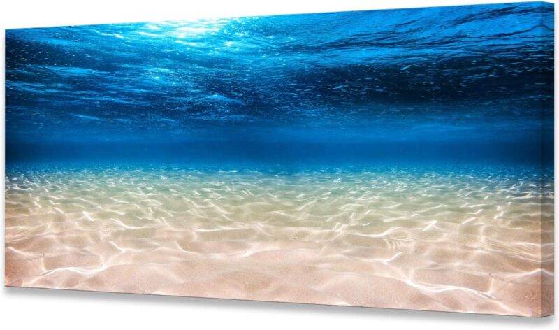 Print Artwork Blue Ocean Sea Wall Art Canvas Prints Picture Seaview Bottom View Beneath Surface Pictures Painting On Canvas Modern Seascape Home Office Decor XXLarge 30x60 inch