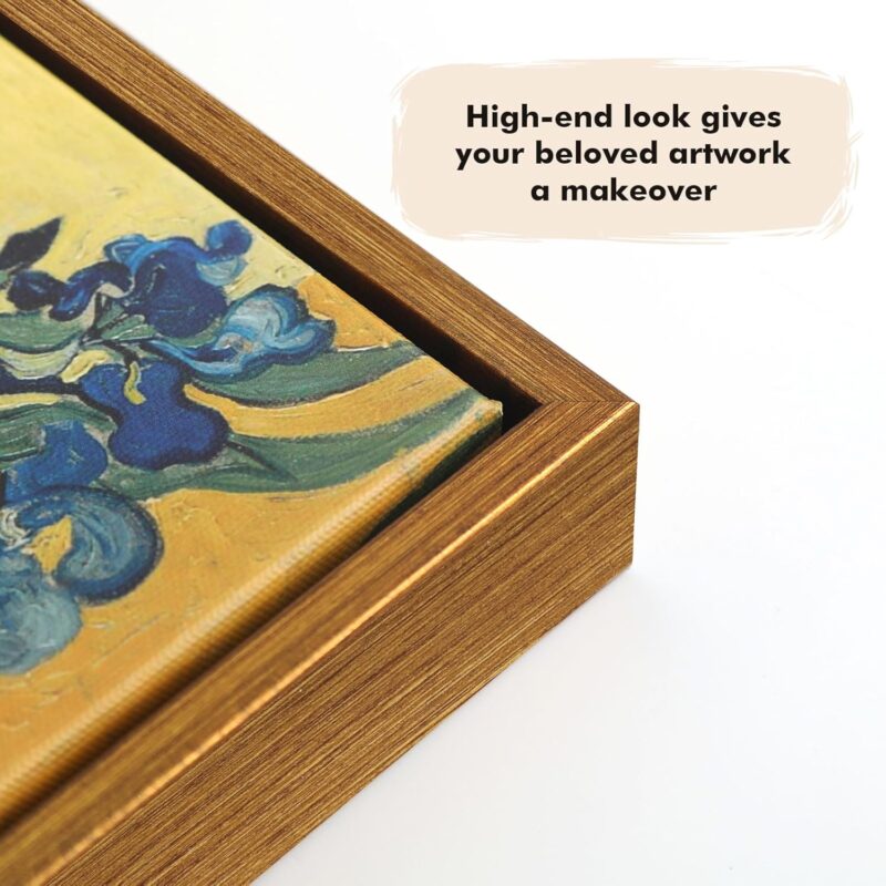 6x6 Floater Frame for 0.6-0.8” Deep Stretched Canvas Paintings, 2 Pack Square Canvas Frame for Art Prints, Floating frame for Oil Painting Paint by Numbers Living Room Decor (Gold) - Image 2