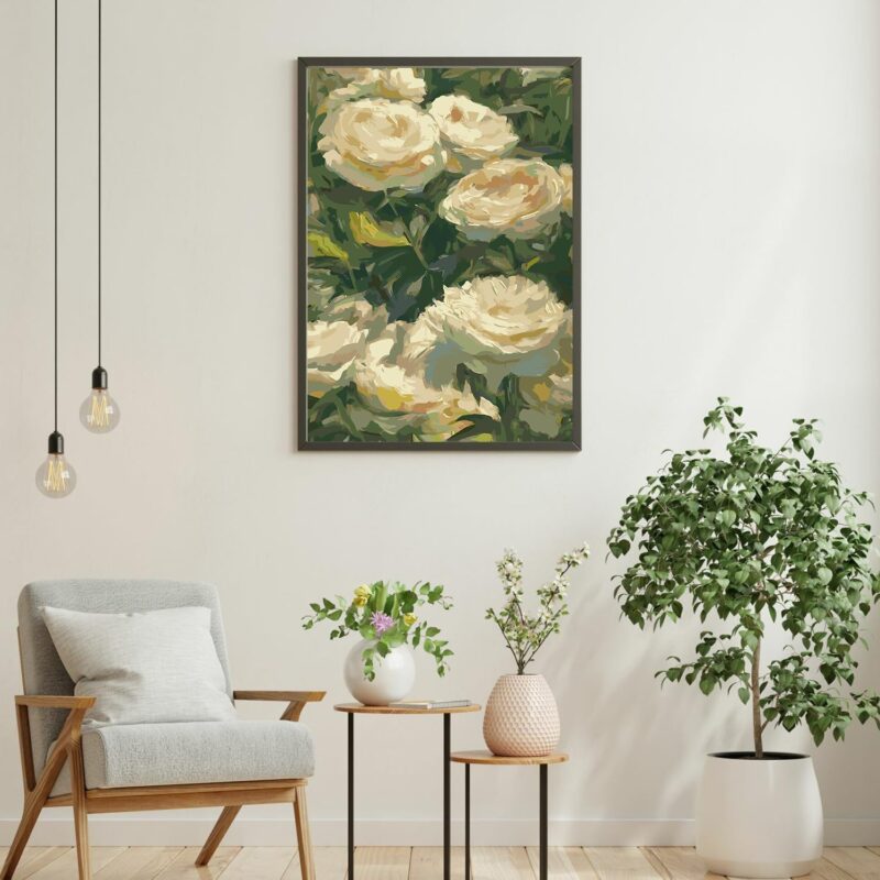 Flower Paint by Number Kits for Adults-Flowers Paint by Number for Adults Beginner,White Flower Painting by Numbers on Canvas Gifts Home Wall Decor,16x20 Inch - Image 2