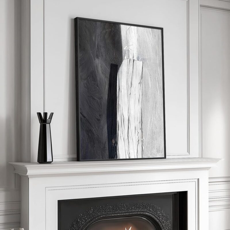 Framed Black and White Abstract Canvas Wall Art, Modern Art Prints Paintings Artwork for Walls, Minimalist Abstract Pictures for Living Room Dining Room Bedroom Office Bathroom Wall Decor 24x36 In - Image 2
