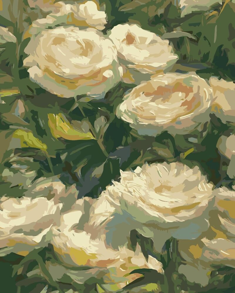 Flower Paint by Number Kits for Adults-Flowers Paint by Number for Adults Beginner,White Flower Painting by Numbers on Canvas Gifts Home Wall Decor,16x20 Inch