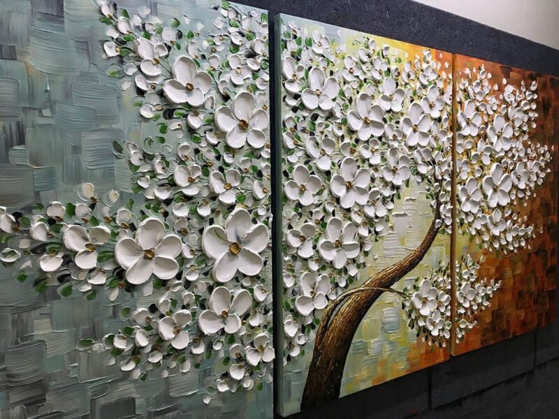 20x30Inchx3 Paintings Oil Hand Painting 3D Hand-Painted On Canvas Abstract Artwork Art Wood Inside Framed Hanging Wall Decoration Abstract Painting - Image 2