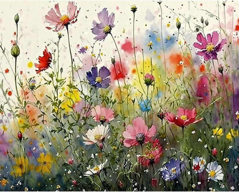 Paint by Numbers for Adults Beginners-Paint by Number Flowers, Acrylic Paint by Numbers Kits on Canvas Flower Drawing Colorful Paintworks Artwork for Adults Beginner,16x20inch