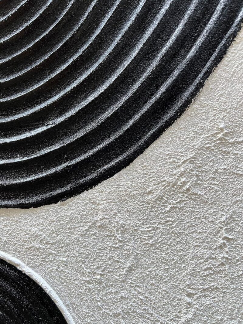Hand-Painted Abstract Oil Painting in Black and White Texture Modern Minimalist Art 24x20 Inches x 3,Home Wall Decoration Oil Painting - Image 2