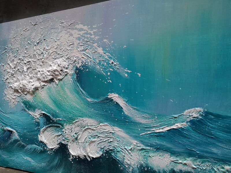 YaSheng Art - 24x48inch landscapes Abstract Art Painting，Oil Painting on Canvas Texture Blue Ocean scenery 3D Oil Painting Hand-Painted Abstract Artwork Canvas Wall Art Paintings Modern Home Decor Art - Image 2