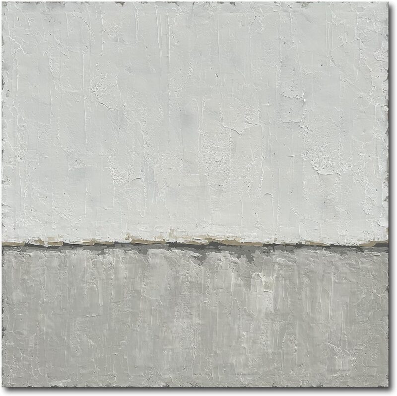Abstract Canvas Wall Art Hand-Painted Grey Minimalist Painting on Canvas White Acrylic Painting Original Modern Home Decor Wall Ready to Hang 24x24 inch