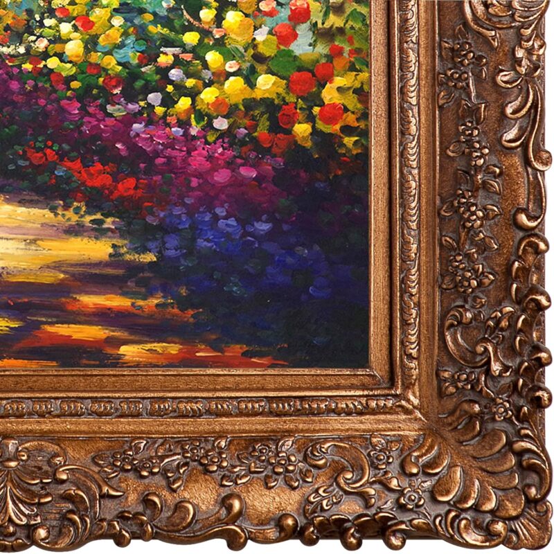 Pathway in Monet's Garden at Giverny with Burgeon Gold Framed Oil Painting, 33.5" x 29.5", Multi-Color - Image 2
